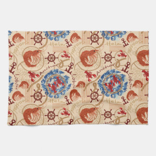 Crustacean core design tea towel