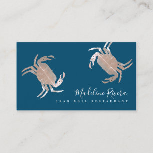 Crustacean Crab Restaurant Crawfish Diner Grunge Business Card