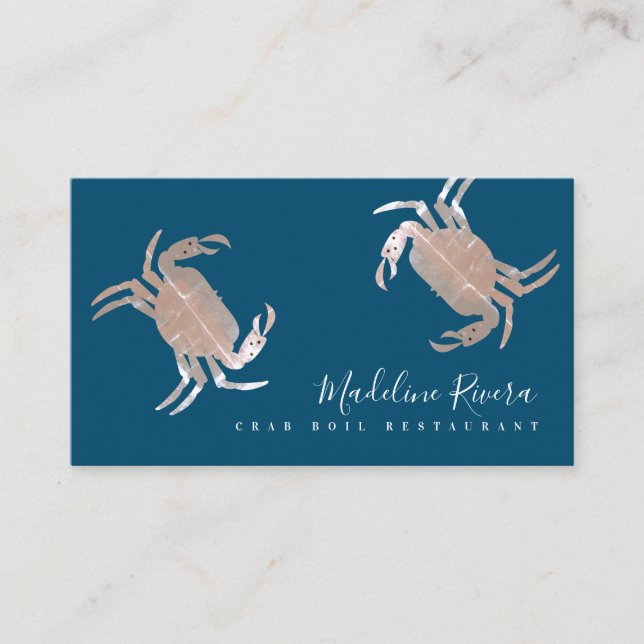 Crustacean Crab Restaurant Crawfish Diner Grunge Business Card (Front)