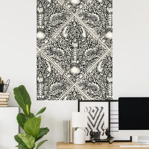 Crustacean in black and natural white poster