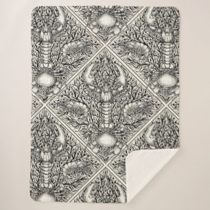 Crustacean in black and natural white sherpa blanket