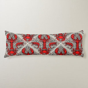 Crustacean in red, black and ivory body cushion