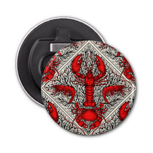 Crustacean in red, black and ivory bottle opener