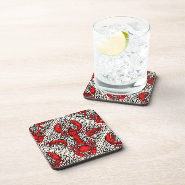 Crustacean in red, black and ivory coaster (Right Side)