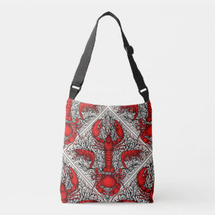 Crustacean in red, black and ivory crossbody bag