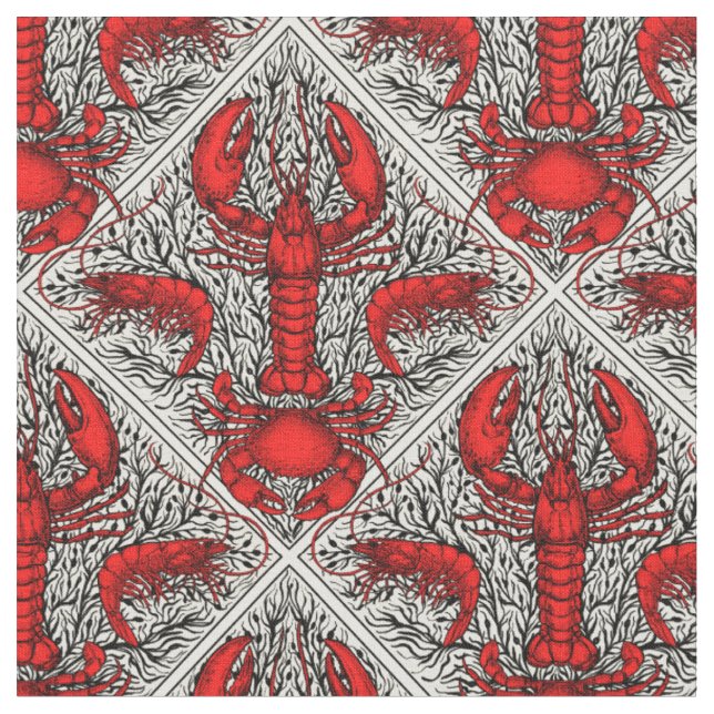 Crustacean in red, black and ivory fabric (Close Up)