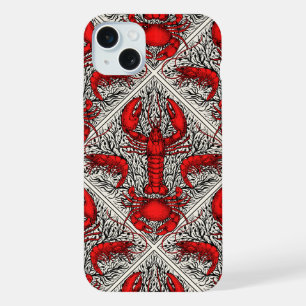 Crustacean in red, black and ivory iPhone 15 plus case