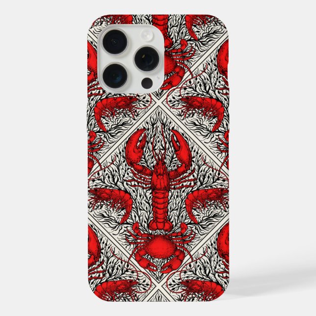 Crustacean in red, black and ivory iPhone case (Back)