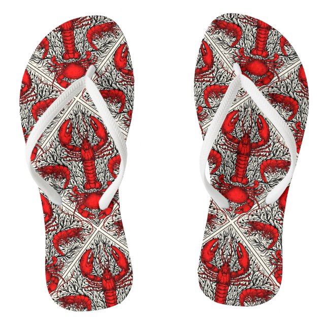 Crustacean in red, black and ivory jandals (Footbed)