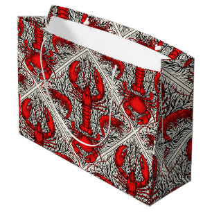 Crustacean in red, black and ivory large gift bag