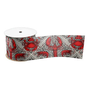 Crustacean in red, black and ivory satin ribbon