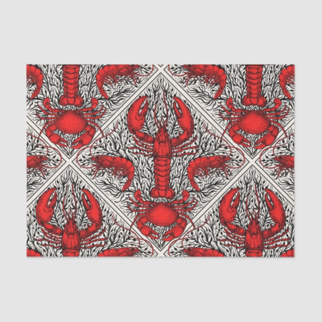 Crustacean in red, black and ivory tissue paper (Front)