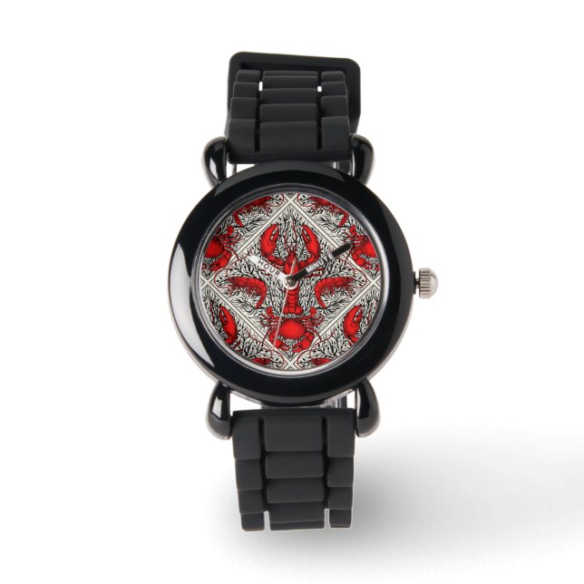 Crustacean in red, black and ivory watch (Front)