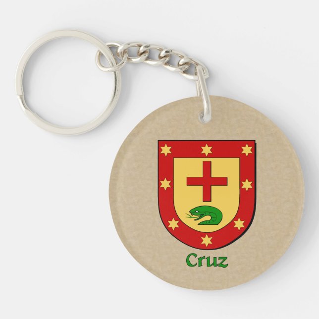 Cruz Historical Shield with Flag of Mexico Key Ring (Front)