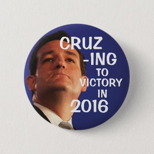 Cruz-ing to victory 6 cm round badge