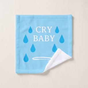 Cry baby cute blue wash cloth with tear drops