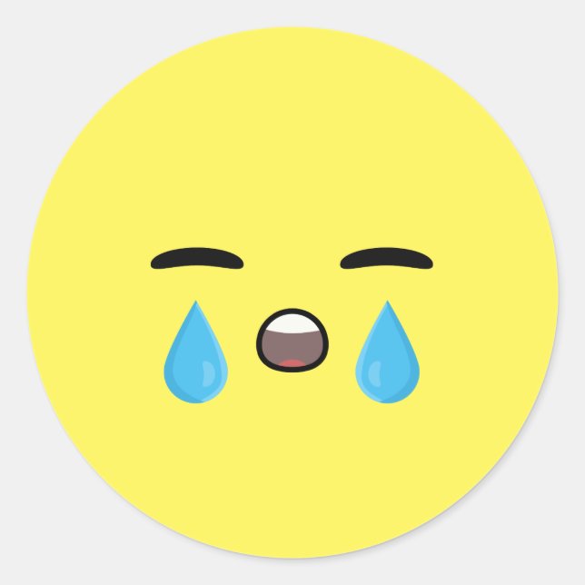 Cry Emoji Classic Round Sticker (Front)