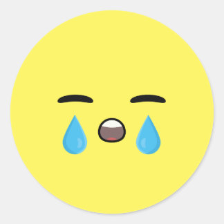 Cry Emoji Classic Round Sticker