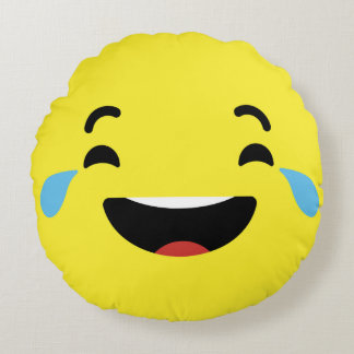 Cry Laughing Emoji Round Cushion