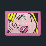 Cry Me a River Pop Art Wallet<br><div class="desc">This Cry Me a River Pop Art Wallet features a comic book inspired drawing of emotionally distraught young woman with blonde hair, pink lips and aqua tears. Life may not be fair, but this wallet almost makes up for it! It's perfect for any drama queen! Don't cry because you have...</div>