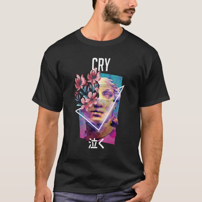 Cry Vaporwave Aesthetic Japanese E Girl T-Shirt (Front)