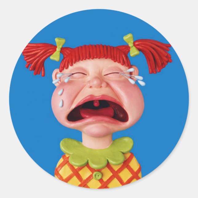 Cryin Girl Classic Round Sticker (Front)