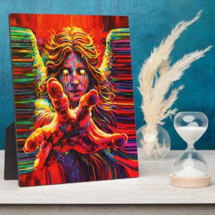 Crying Angel Neon Multicolor Impasto Oil Painting  Plaque