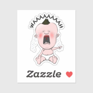 Crying Baby Pointing Finger Sticker