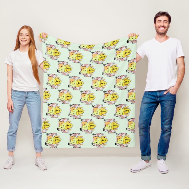 Crying Banana Cat Pattern Fleece Blanket (In Situ)