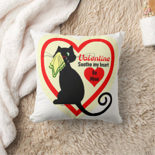 Crying Black Cat Old Fashioned Valentine Vintage S Cushion