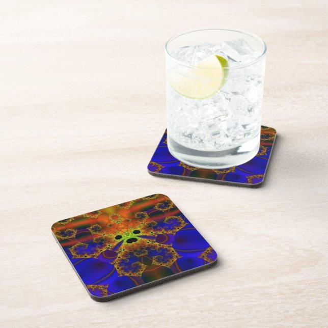 Crying | Blue and Yellow Fractal Art Coaster (Right Side)