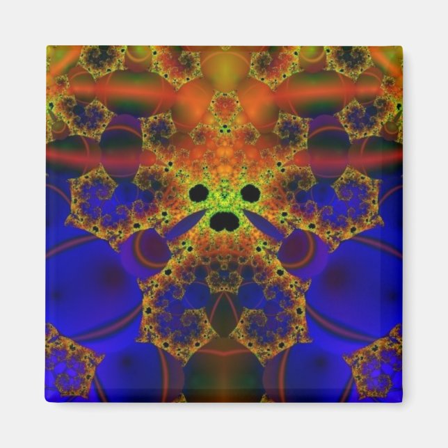 Crying | Blue and Yellow Fractal Art Magnet (Front)