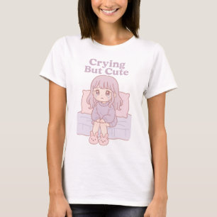 Crying But Cute Pastel Kawaii Anime Girl Aesthetic T-Shirt