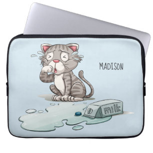 Crying Cat custom name & color laptop sleeves