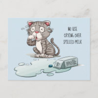 Crying Cat custom text & colour postcard