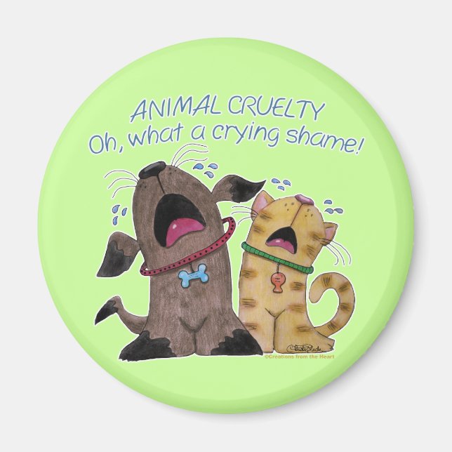 Crying Dog and Cat –What a Crying Shame Magnet (Front)