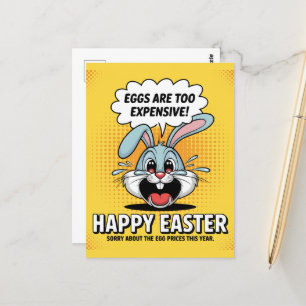 Crying Easter Bunny Eggs Too Expensive Postcard