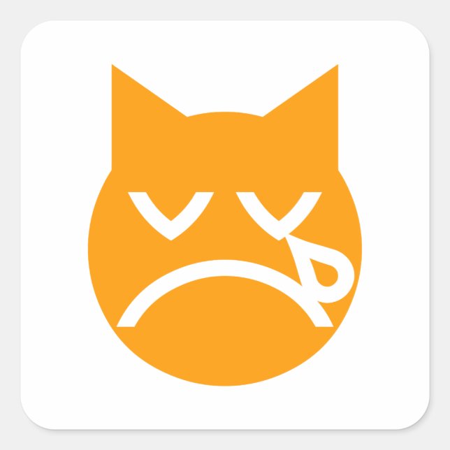 Crying Emoji Cat Square Sticker (Front)