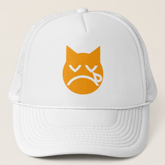 Crying Emoji Cat Trucker Hat (Front)