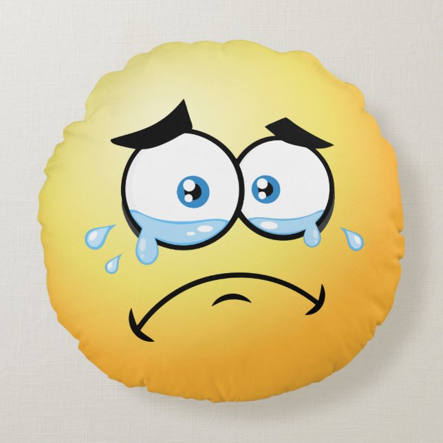 Crying Emoji Round Cushion (Front)