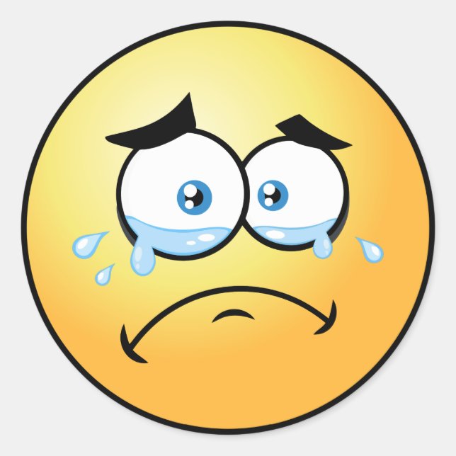 Crying Emoji Small Classic Round Sticker (Front)