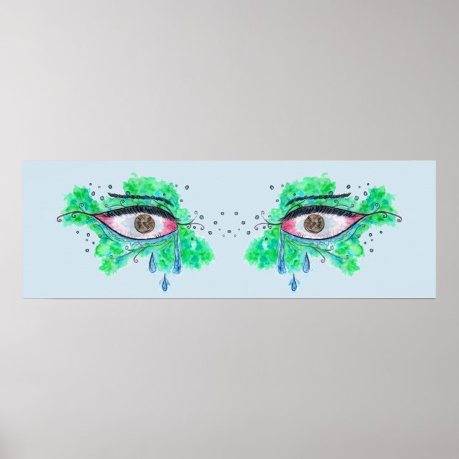 Crying Eyes turquoise Poster Print (Front)