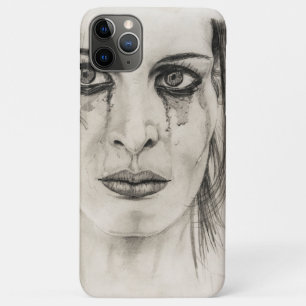 Crying girl - Drawing in pencil Case-Mate iPhone Case