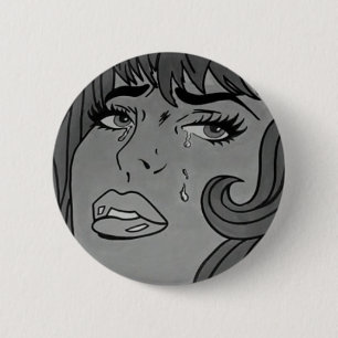 Crying Girl Pop Art Badge