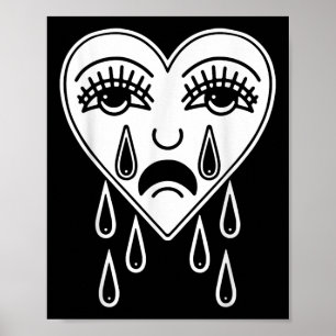 Crying Heart American Traditional Tattoo Old Schoo Poster