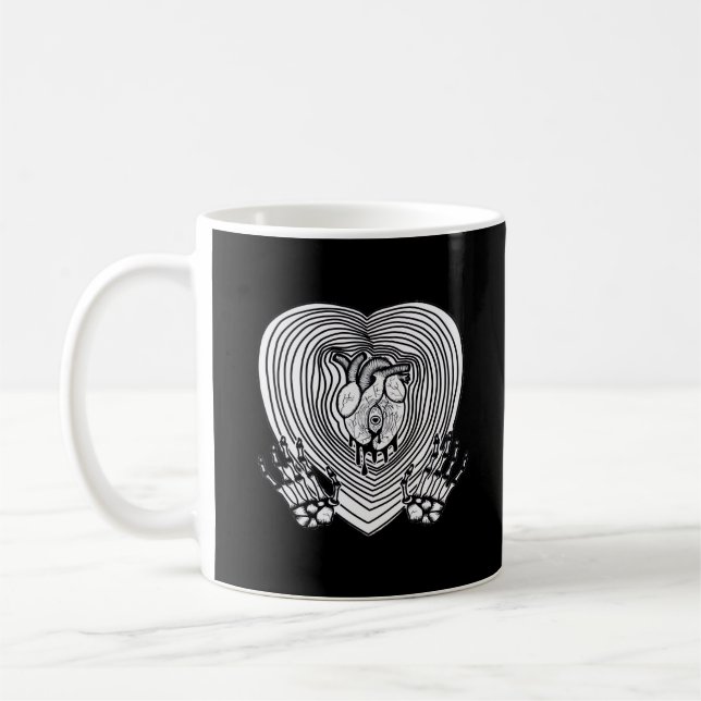 Crying Heart Classic - Skeleton Hands Heart Coffee Mug (Left)