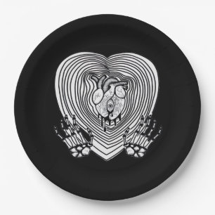 Crying Heart Classic - Skeleton Hands Heart Paper Plate