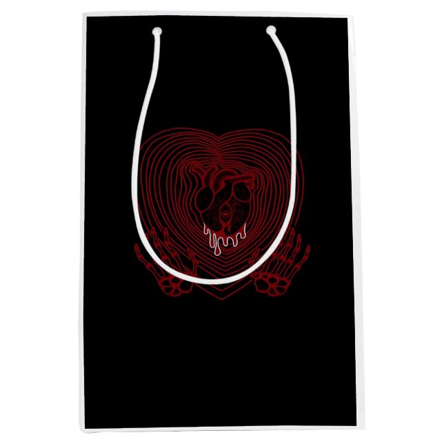 Crying Heart In Red Skeleton Hands Hearts Modern  Medium Gift Bag (Front)
