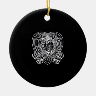 Crying Heart In White  - Skeleton Hands Hearts Ceramic Tree Decoration