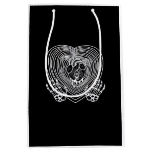 Crying Heart In White  - Skeleton Hands Hearts Medium Gift Bag